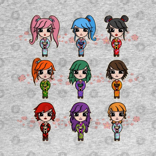 Kawaii Matsuri Chibi Girls for Japan Lover by Mewzeek_T